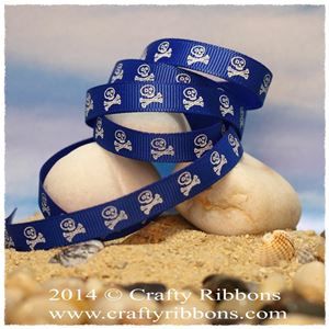 Pirate Ribbons - Skull Blue